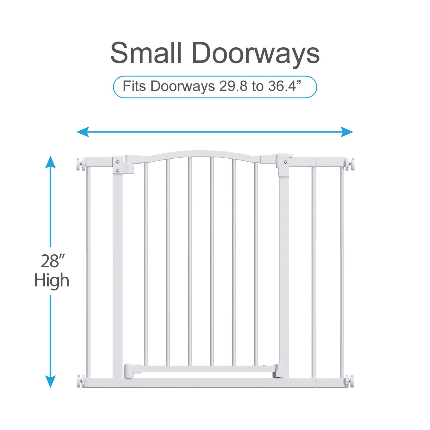 Great Gates Pet Gate - Durable Steel Gate for Stairs - Self-Closing Door & 2-Step Child Proof Lock - Wall-Friendly Dog Gates for Doorways (Fits Most) - 29.8" - 36.4", 28” Tall