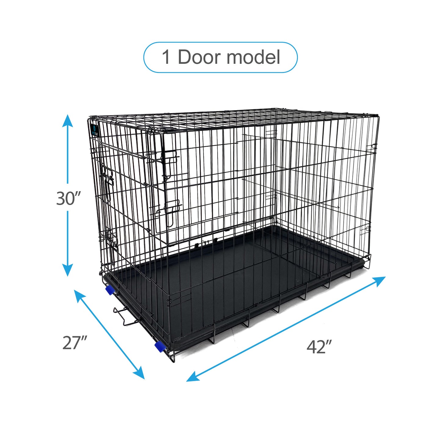 PETS TUFF Great CRATES 36” Large Dog Crate, 42” X-Large Dog Crate, 48” XX-Large Dog Crate - Durable Leaf-Proof Tray - Foldable, Carry Handle & Wheels for Easy Moving-One Door Dog Cage