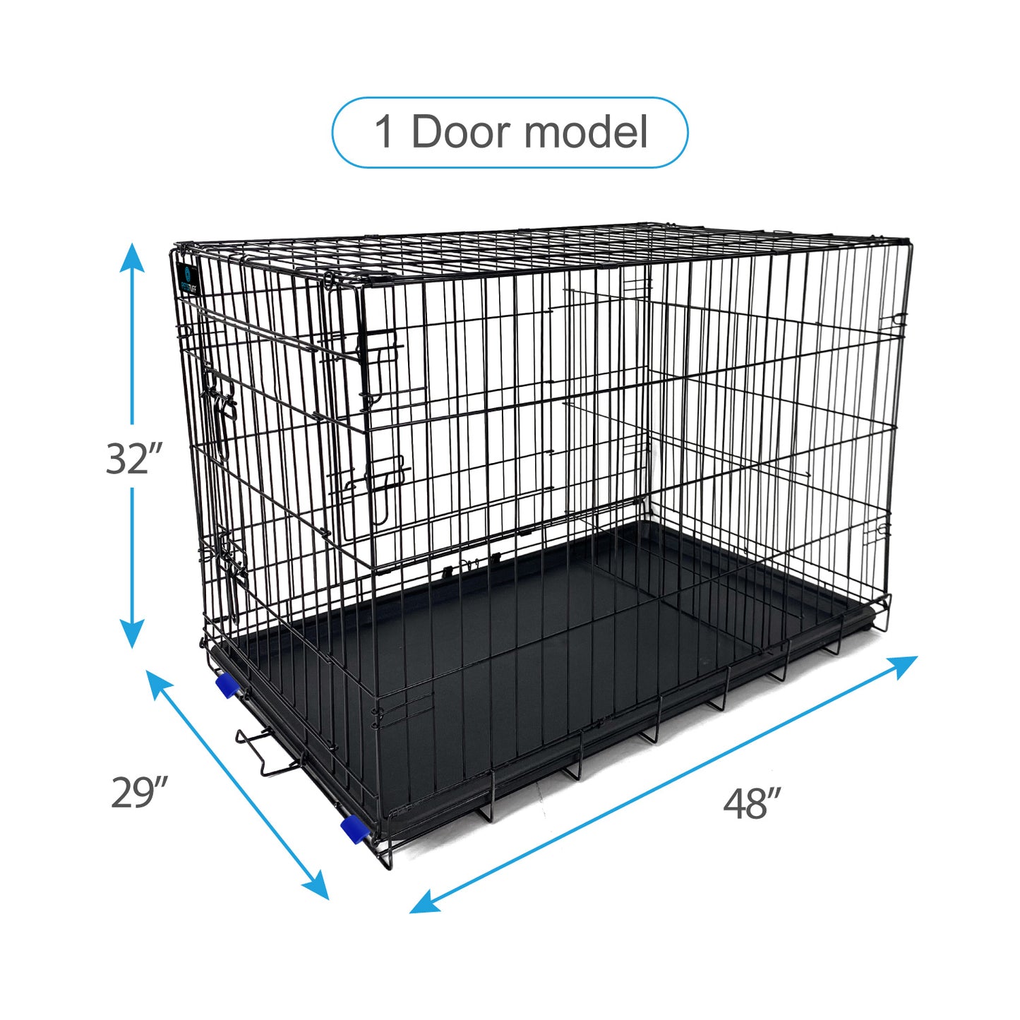 PETS TUFF Great CRATES 36” Large Dog Crate, 42” X-Large Dog Crate, 48” XX-Large Dog Crate - Durable Leaf-Proof Tray - Foldable, Carry Handle & Wheels for Easy Moving-One Door Dog Cage