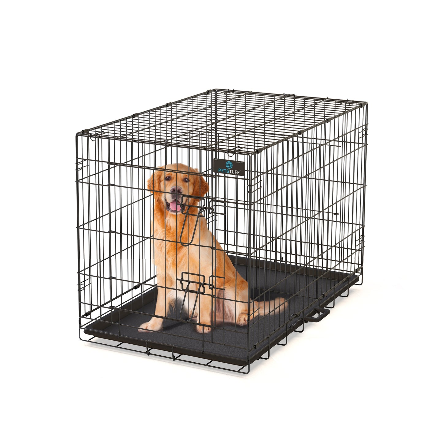 PETS TUFF Great CRATES 36” Large Dog Crate, 42” X-Large Dog Crate, 48” XX-Large Dog Crate - Durable Leaf-Proof Tray - Foldable, Carry Handle & Wheels for Easy Moving-One Door Dog Cage