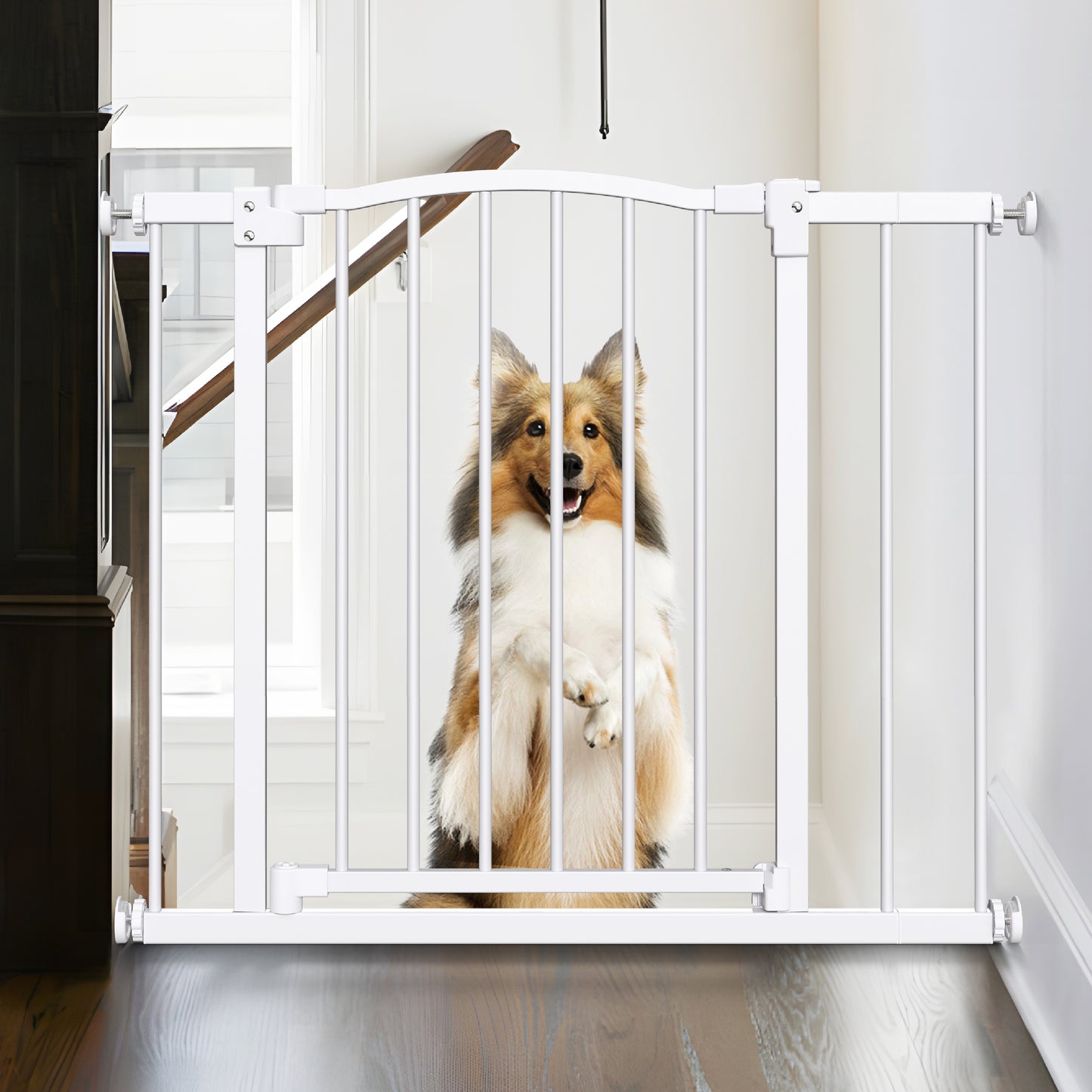 Great Gates Pet Gate - Durable Steel Gate for Stairs - Self-Closing Door & 2-Step Child Proof Lock - Wall-Friendly Dog Gates for Doorways (Fits Most) - 29.8" - 36.4", 28” Tall