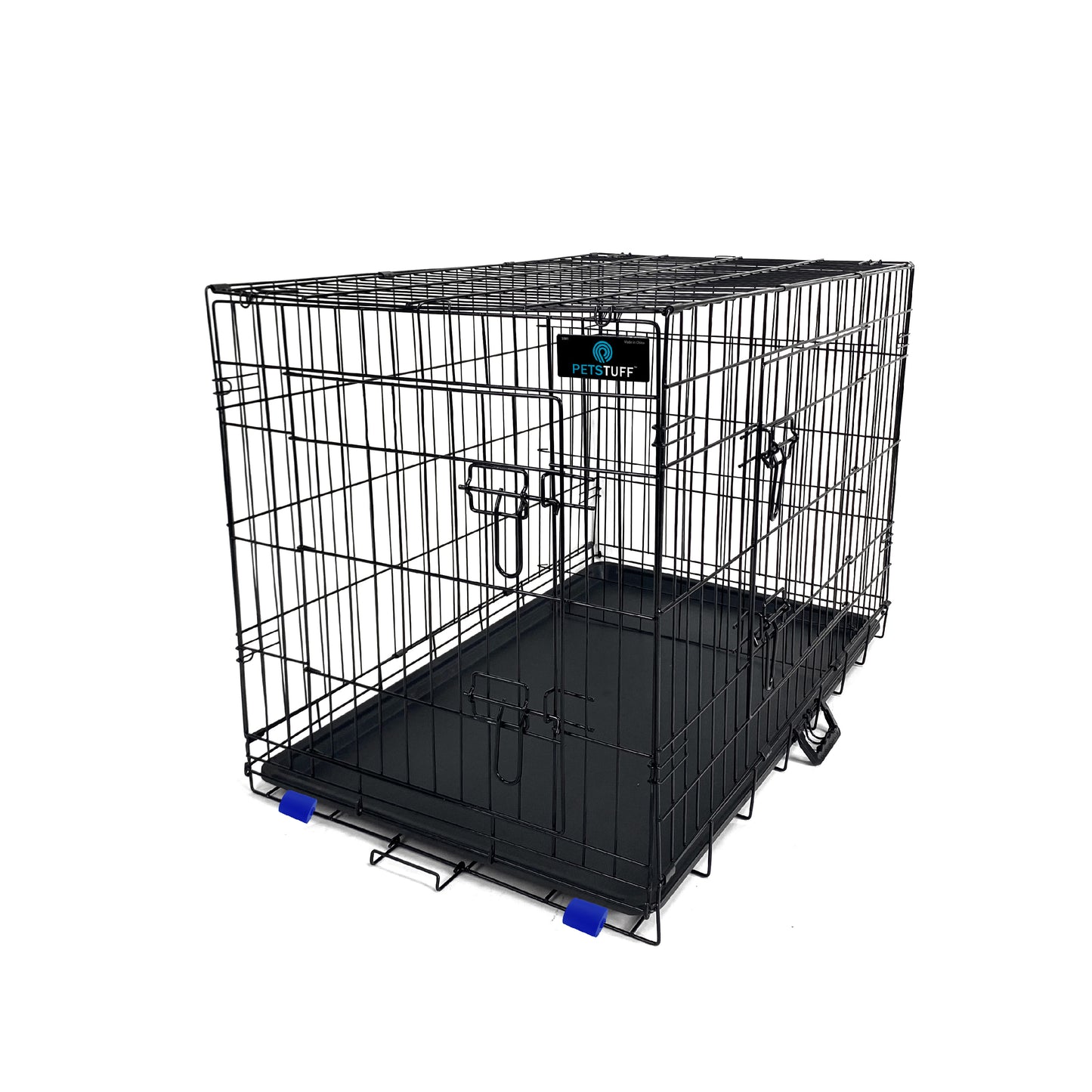 PETS TUFF Great CRATES 36” Large Dog Crate, 42” X-Large Dog Crate, 48” XX-Large Dog Crate - Durable Leaf-Proof Tray - Foldable, Carry Handle & Wheels for Easy Moving-2 Door Dog Cage