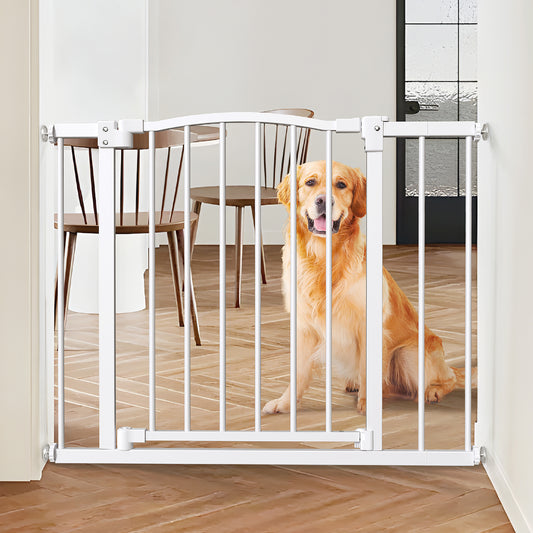 Great Gates Pet Gate - Durable Steel Gate for Stairs - Self-Closing Door & 2-Step Child Proof Lock - Wall-Friendly Dog Gates for Doorways (Fits Most) - 29.8"- 47.5", 34” Tall