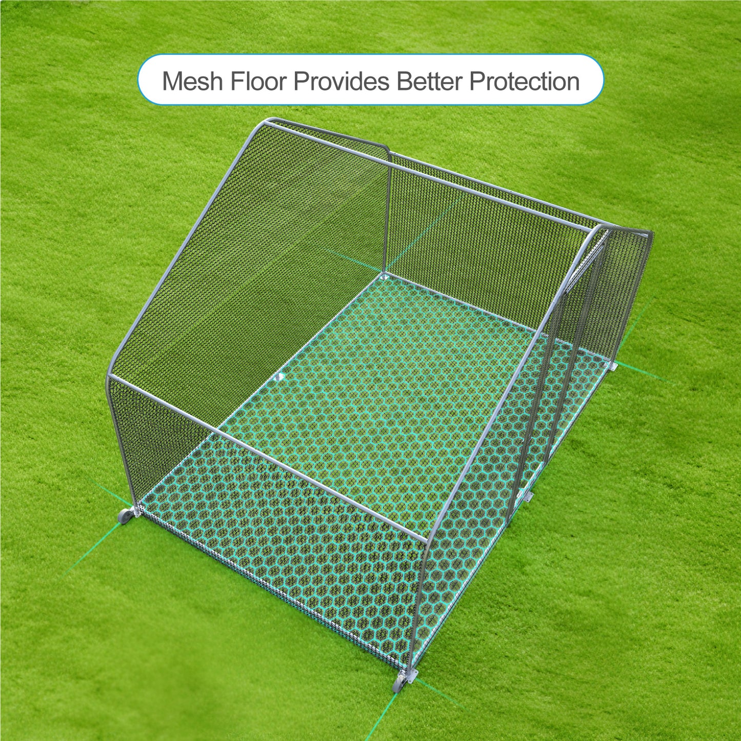 PETS TUFF Chicken Chalet - Chicken Coop for Chickens, Ducks, Rabbits & More - Predator-Resistant, Strong Wire with Mesh Bottom - Wheels for Easy Moving - Wind & Snow Durable Chicken Pen - 124” x 81” x 79”