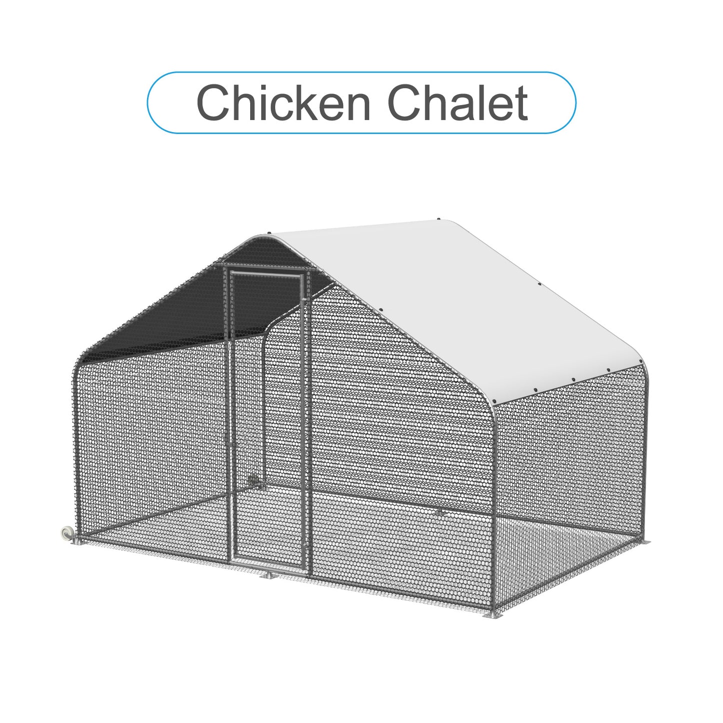 PETS TUFF Chicken Chalet - Chicken Coop for Chickens, Ducks, Rabbits & More - Predator-Resistant, Strong Wire with Mesh Bottom - Wheels for Easy Moving - Wind & Snow Durable Chicken Pen - 124” x 81” x 79”