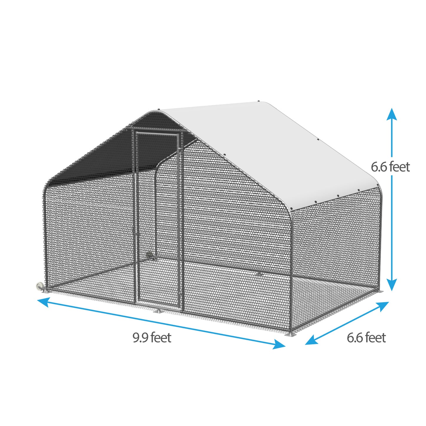 PETS TUFF Chicken Chalet - Chicken Coop for Chickens, Ducks, Rabbits & More - Predator-Resistant, Strong Wire with Mesh Bottom - Wheels for Easy Moving - Wind & Snow Durable Chicken Pen - 124” x 81” x 79”