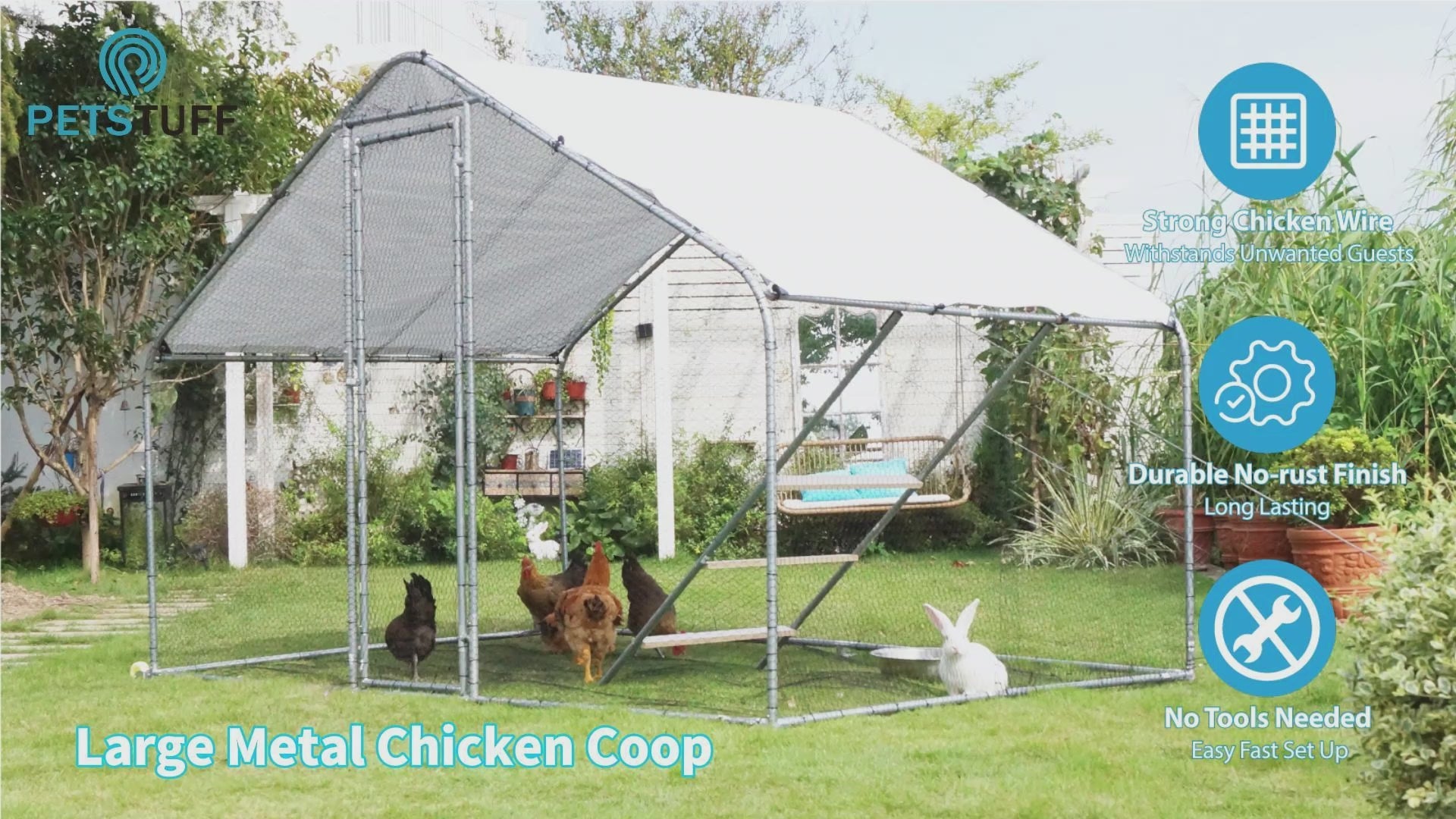 PETS TUFF Chicken Chalet - Chicken Coop for Chickens, Ducks